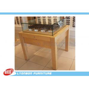 China Wooden Retail Display Table MDF For Presenting Sun Glasses , Logo Sticker supplier