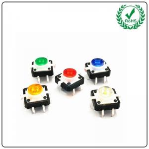 6 Pins Illuminated Tact Switch Reset Vertical Multi Color LED Light Key Switch
