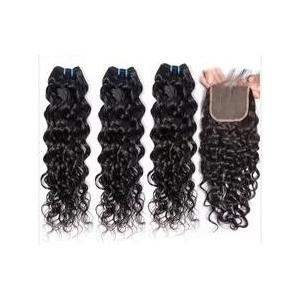 China 10A Water Wave Remy Human Hair Bundles With Closure 8 Inch -28 Inch supplier