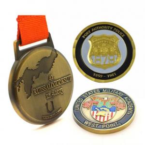 China Tailored Bronze Custom Sports Medals Color Filled Soft Enamel With Printing Logo Ribbon supplier