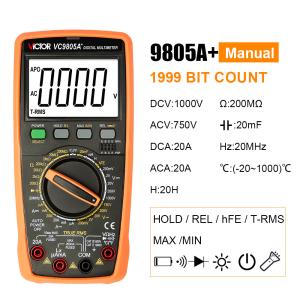 China VICTOR VC9805A+1999 ((3 1/2) Véritable RMS Multimètre numérique Testeur de résistance Mesure AC DC 1000V 20A Voltmètre Ampère supplier