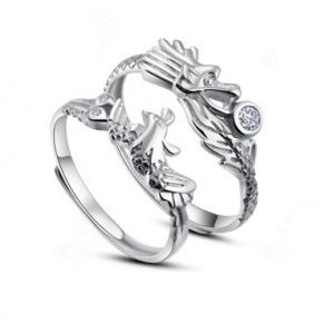 Dragon and Phoenix couple jewelry Silver jewelry for men and women opening