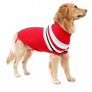 China Stripe Big Dog Sweater Winter Warm Chihuahua Golden Retriever Coat Puppy Suit supplier