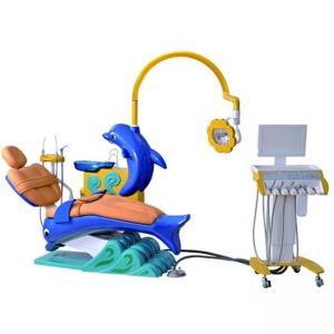 China Children Kids Dental Chair Unit Cute Dolphin Blue Cartoon Design With LED Operation Lamp supplier