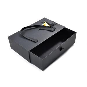 China Black Kraft Paper Gift Box Candy Cookie Cloth T Shirt Scarf Pack Boxes With Ribbons supplier