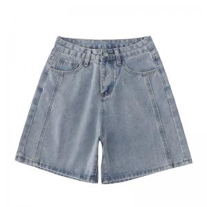 OEM Retro Washed Loose High Waisted Jean Shorts Embroidered Medium Length Pants