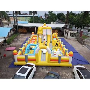 China Yellow Duck With Big Slides And Bouncy Jumping Inflatable Castle on sale