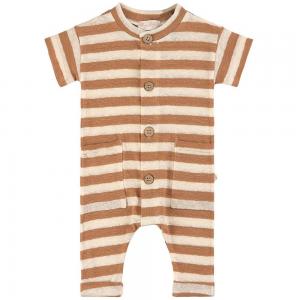 China Hot sale Wooden Buttons Cotton Stripe Knitted Newborn Toddler baby rompers supplier