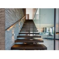 China Customized Cantilevered Free Floating Stairs , Wood And Glass Staircase on sale