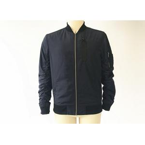 Mens Navy Blue Bomber Jacket With Tape On Front Chest Exstreamed On Sleeve TW80712