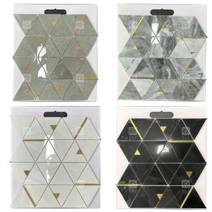 Marble Stone Triangle Luxury Mosaic Tiles With Stainless Steel Metal Mosaic Tile Bathroom Backsplash