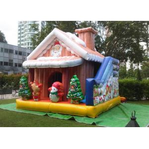 Cuatomized 0.55mm PVC Merry Christmas Inflatable Santa Claus Bouncy Castle For Kids Play