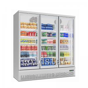 China Supermarket 3 glass doors refrigerator drink display cooler yogurt milk refrigerator showcase supplier