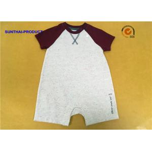 China Raglan Baby Boy Short Sleeve Bodysuits Color Custom With U Shaped Crotch supplier