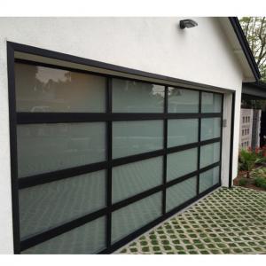 China Transparent Glass Aluminum Frame Panel Garage Door Low Maintenance High Security supplier