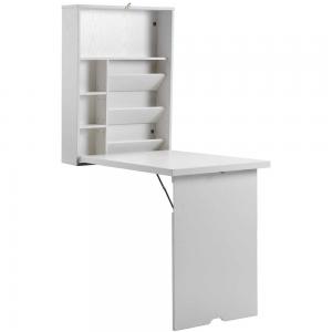 China White 59“H 6.2“D Folding Home Office Computer Table With Shelves supplier