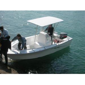 China 6 M Fiberglass Hull Pontoon Fishing Boats , 6 Person Inflatable Boat With Center Console supplier
