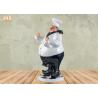 Antique Fat Chef Decor Polyresin Statue Figurine Resin Chef 2 Bottle Tabletop