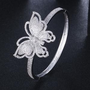 China Fashion Cubic Zirconia Butterfly Bracelet Bangle AAA Cz Butterfly Bangle Cuff Bracelets & For Women Butterfly Jewelry supplier