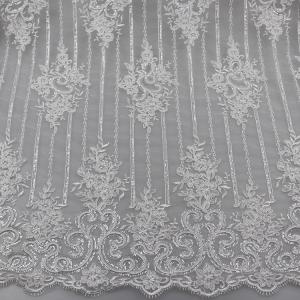 China Floral Corded Embroidered Sequin Lace Fabric For Bridal Gowns Dresses supplier