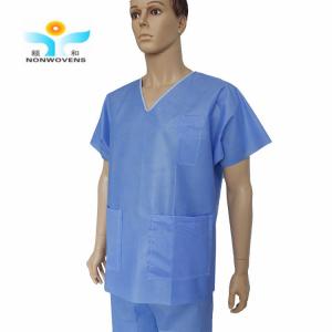 YIHE Thread sewing Disposable Protective Suits , SMS Scrub Suit With Collar