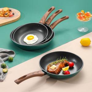 Factory Direct Sale Kitchen Cookware 22/24/26/28 Cm Aluminum Wooden Handle Free Nonstick Fry Pan