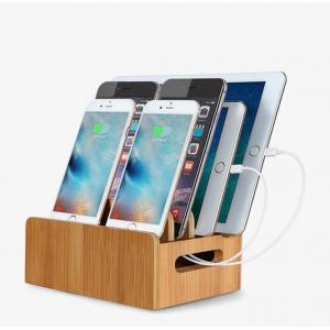 Cable Management Wooden Phone Charging Station Bamboo Box Holder