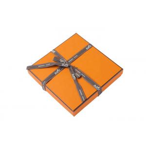 China Chocolate Custom Printed Gift Boxes High End Yellow Color With Ribbon Handle supplier