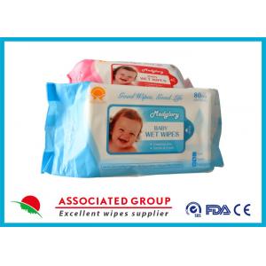 China Disposable No Fragrance Baby Wet Wipes 80pcs Flowpack With Lid Small Dot Spunlace supplier
