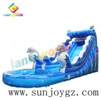 Blue Inflatable Waterpark Dolphin Water Slide Park For Outdoor Activity