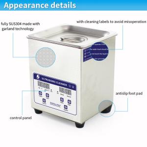 China Popular 2L digital heated denture Benchtop Ultrasonic Cleaner SUS304 stainless steel body supplier