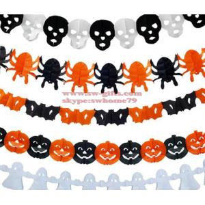 New Paper Chain Garland Decorations Pumpkin Bat Ghost Spider Skull Shape Halloween Decor Garland Decor