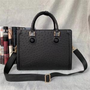 Business Style Authentic Ostrich Skin Men's Passcode Briefcase Large Shoulder Bag Genuine Leather Male Portfolio Handbag