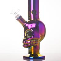 Electroplated Glass Straight Tube Bong 16" Skull Straight Cylinder Bongs