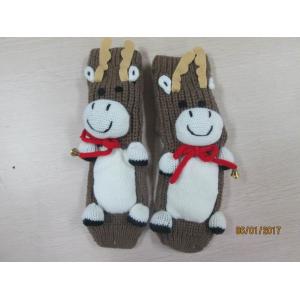 China Winter Europe Christmas Knitted Thermal coffee-color Tube Floor Socks--100% acrylic--Animal cartoon supplier