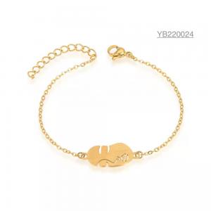 Luxury Stainless steel hand chain 14k gold abstract girl face painting bracelets