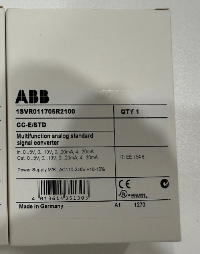 China ABB 1SVR011705R2100 CC-E/STD Signal Converter Univers V/I / V/I 110-240VAC Module wholesale