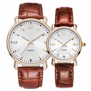 Rohs Leather Couple Watch For Lovers Quartz Movement Bamboo Stripe Strap