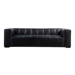 Black Vintage Retro Leather Couch Sofa For Living Room
