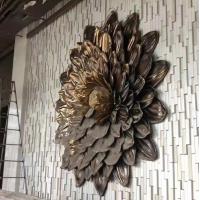 China 3D Large Metal Wall Sculpture Indoor Flower Decoration Copper on sale
