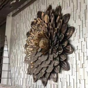 3D Large Metal Wall Sculpture Indoor Flower Decoration Copper