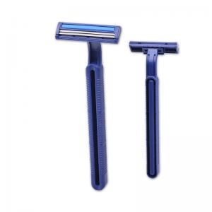 China Twin Stainless Steel Blade Rubber Handle Shaving Razor Disposable supplier