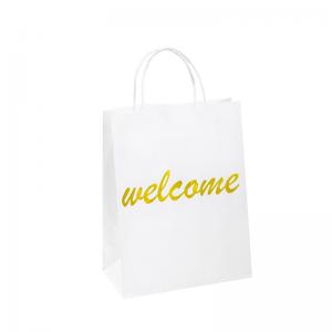 White Packaging Kraft Paper Bags Wholesale Custom Logo Paper Recyclable Take Away Bag