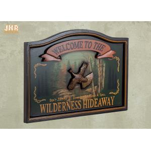 China MDF Animal Wall Decor Wooden Wall Plaques Antique Wood Pub Signs Resin Duck Green Color supplier