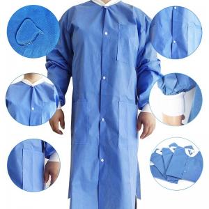 China Waterproof 100% SMS Hospital Uniforms Doctor Medical Lab Coat Customized Logo supplier
