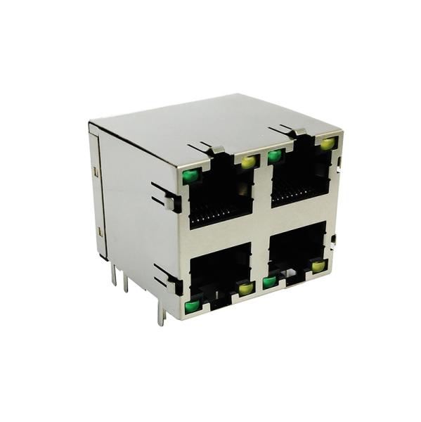 Stacked RJ45 modular jack connector shielded with LED