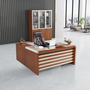 L forma el escritorio de oficina para acabamiento brillante superficial sólido de acrílico de los muebles de oficinas el alto
