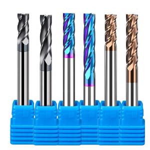 China Hrc55 Carbide Solid 1/4 2 4 Flute Roughing Flat Square End Mill Cutting Tool Bit supplier