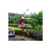 China Titanium Plated Life Size Stainless Steel Sculpture Fabrication Of Dancing Girl Statue on sale