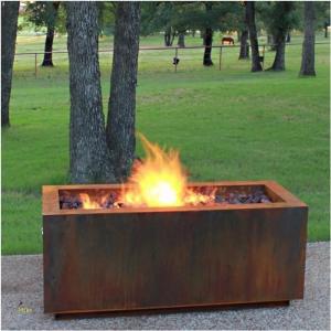 China Freestanding Square Corten Steel Fire Pit 2-4mm Thickness Outdoor Warming supplier